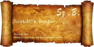 Szoták Benke névjegykártya